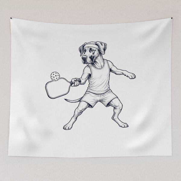 Item preview, Vintage Great Dane Playing Pickleball Player Dog Lover designed and sold by DoodleTortle.