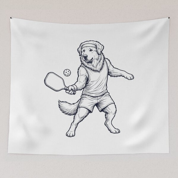 Item preview, Vintage Great Pyrenees Playing Pickleball Player Dog Lover designed and sold by DoodleTortle.