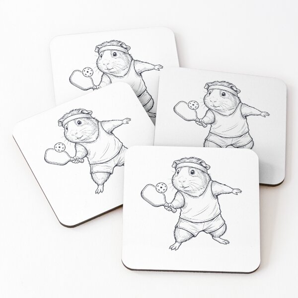 Item preview, Vintage Guinea Pig Playing Pickleball Player Animal Lover designed and sold by DoodleTortle.