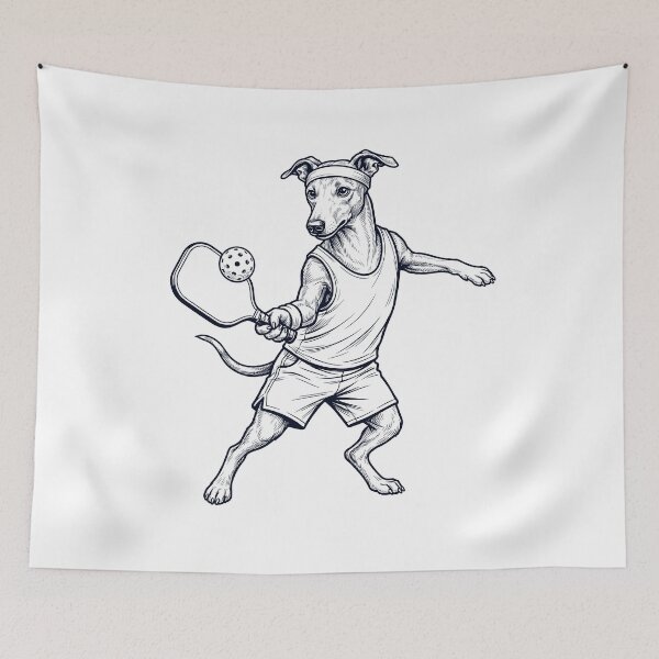 Item preview, Vintage Greyhound Playing Pickleball Player Dog Lover designed and sold by DoodleTortle.