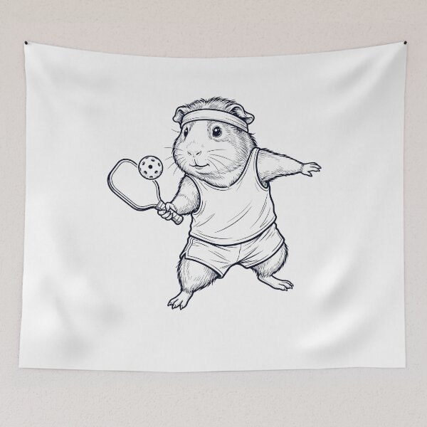 Item preview, Vintage Guinea Pig Playing Pickleball Player Animal Lover designed and sold by DoodleTortle.