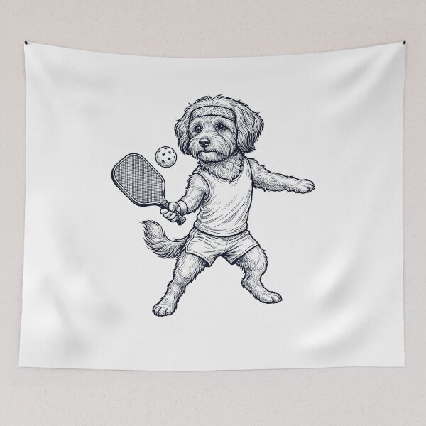 Item preview, Vintage Havanese Playing Pickleball Player Dog Lover designed and sold by DoodleTortle.
