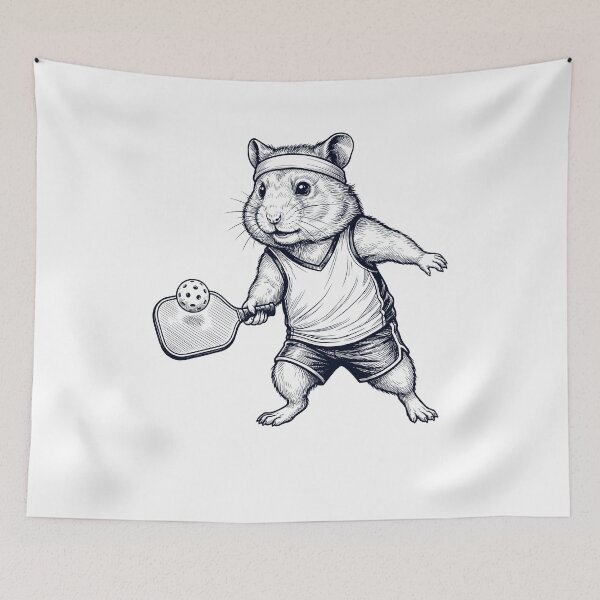 Item preview, Vintage Hamster Playing Pickleball Player Animal Lover designed and sold by DoodleTortle.