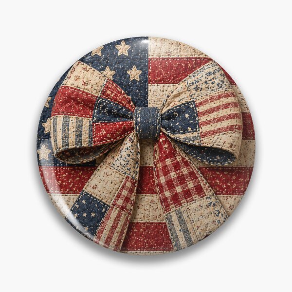 Item preview, Vintage Patchwork Flag Bow – Americana Quilt Style designed and sold by SweetLilith.