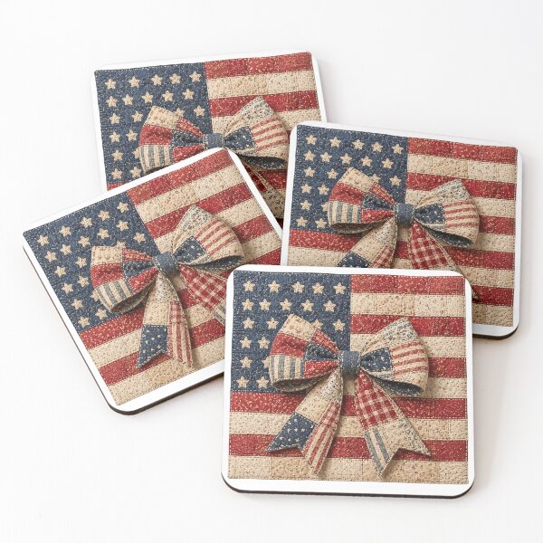 Item preview, Vintage Patchwork Flag Bow – Americana Quilt Style designed and sold by SweetLilith.