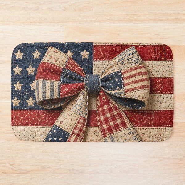 Item preview, Vintage Patchwork Flag Bow – Americana Quilt Style designed and sold by SweetLilith.