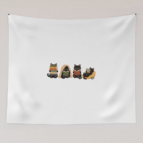 Item preview, Black Cats Reading, Book Lover Cat designed and sold by OndaLifeCo.