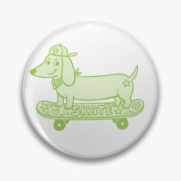 Item preview, Green Dachshund Dog on Skateboard designed and sold by Yellowriversss.