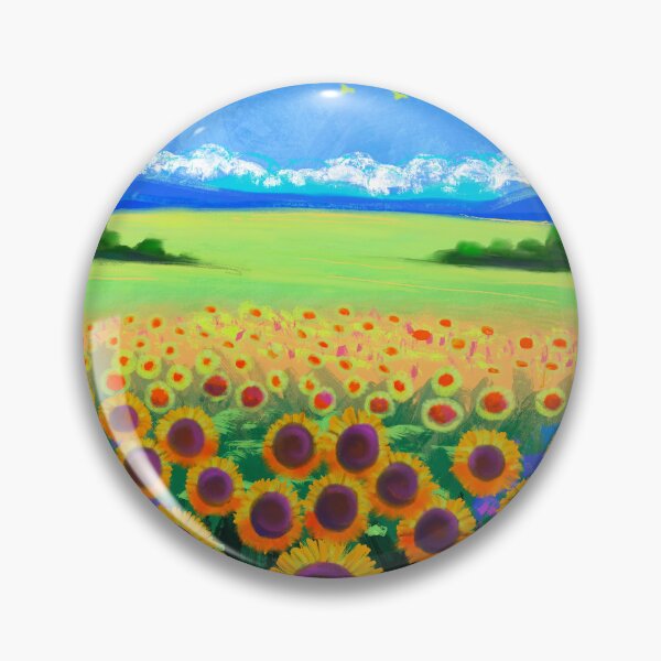 Item preview, Bright Sunflower Field Under Dreamy Blue Sky Landscape designed and sold by thecoloursandme.