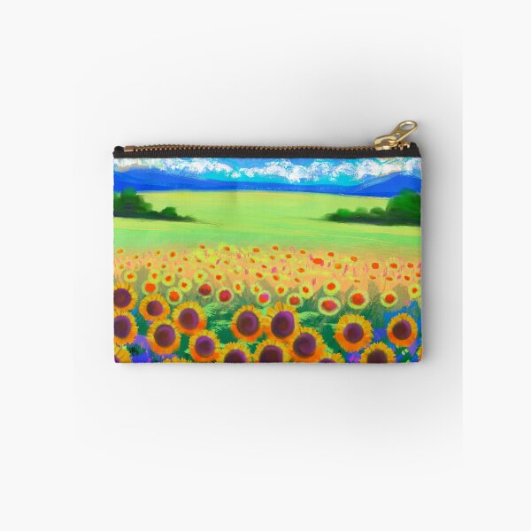 Item preview, Bright Sunflower Field Under Dreamy Blue Sky Landscape designed and sold by thecoloursandme.