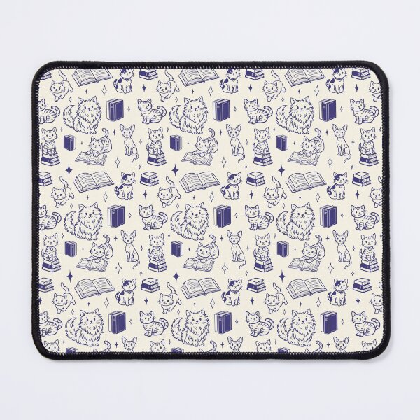 Item preview, Cute Cats and Books Doodle Seamless Pattern for Book Lovers in Cream designed and sold by WildLakePatterns.