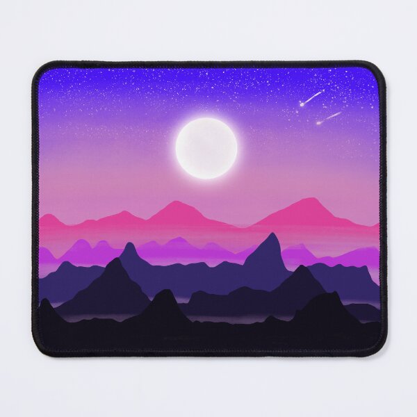 Item preview, Dreamy Neon Moon Over Mountain Purple Aesthetic Landscape designed and sold by thecoloursandme.