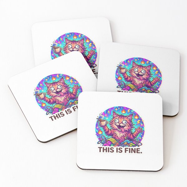 Item preview, This Is Fine Cat Meme designed and sold by Mad World Creations.