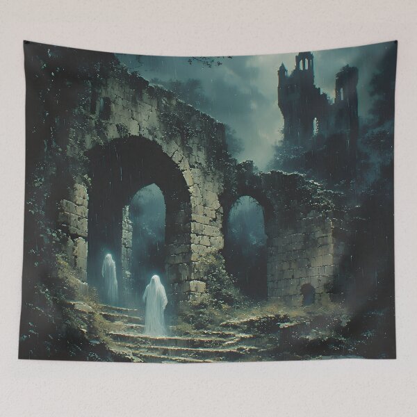 Item preview, Haunted Gothic Ruins Ghost Aesthetic – Dark Fantasy Medieval Archway Landscape designed and sold by cr6zym1nd.