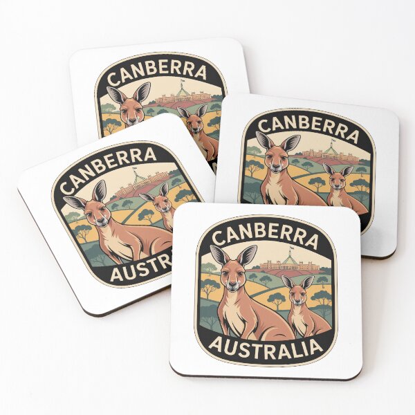 Item preview, Canberra Australia Kangaroo Sticker – Retro Travel Badge Design designed and sold by pod24.