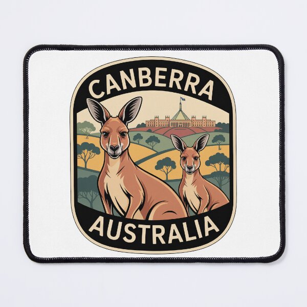 Item preview, Canberra Australia Kangaroo Sticker – Retro Travel Badge Design designed and sold by pod24.