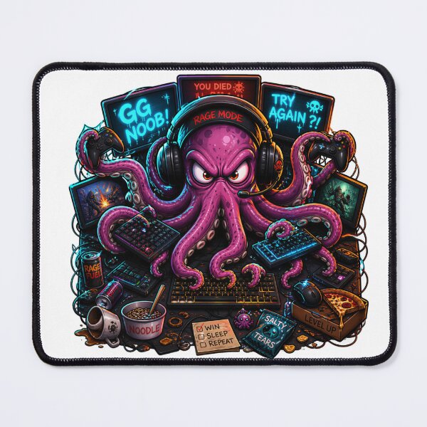 Item preview, Angry Gamer Octopus – Chaos Gaming Overload Meme designed and sold by ChaosNest.