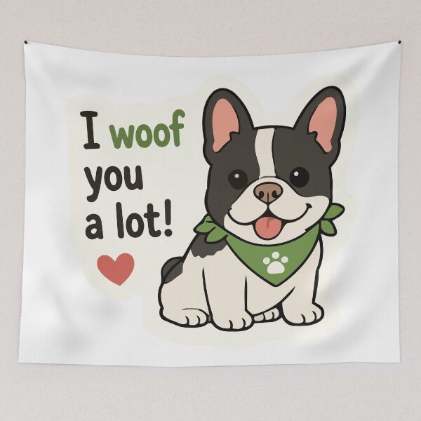 Item preview, French Bulldog Sticker Cute – I Woof You a Lot Funny Dog Sticker designed and sold by Olivra.