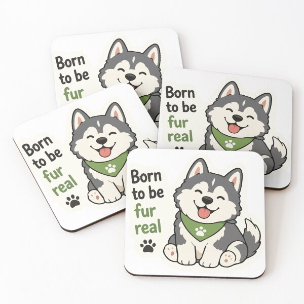 Item preview, Husky Sticker Cute – Born to Be Fur Real Funny Dog Sticker designed and sold by Olivra.