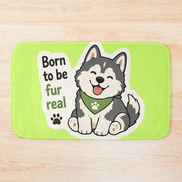 Artikelvorschau, Niedlicher Husky-Aufkleber – Lustiger Hundeaufkleber „Born to Be Fur Real“ entworfen und verkauft von Olivra.