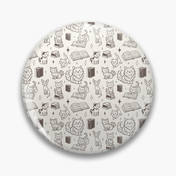 Item preview, Cute Cats and Books Doodle Seamless Pattern for Book Lovers in Mocha designed and sold by WildLakePatterns.