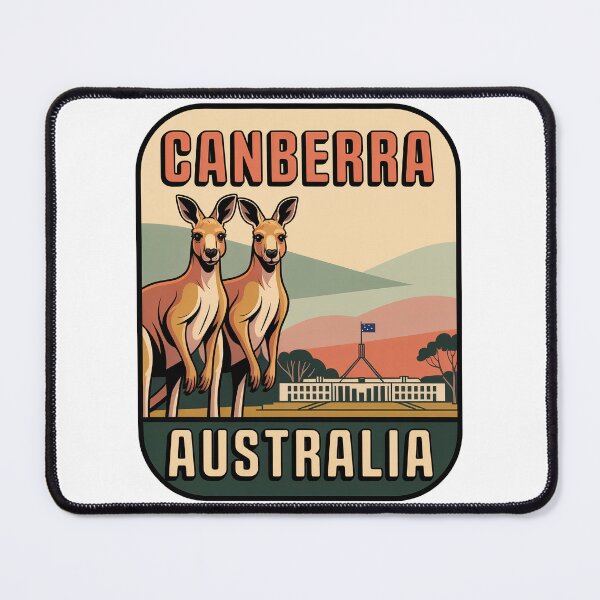 Item preview, Canberra Australia Kangaroo Sticker – Retro Travel Design with Parliament House designed and sold by pod24.