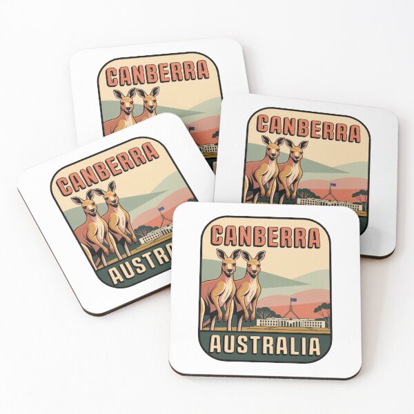Item preview, Canberra Australia Kangaroo Sticker – Retro Travel Design with Parliament House designed and sold by pod24.