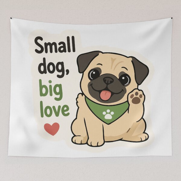 Item preview, Pug Sticker Cute – Small Dog Big Love Funny Dog Sticker designed and sold by Olivra.