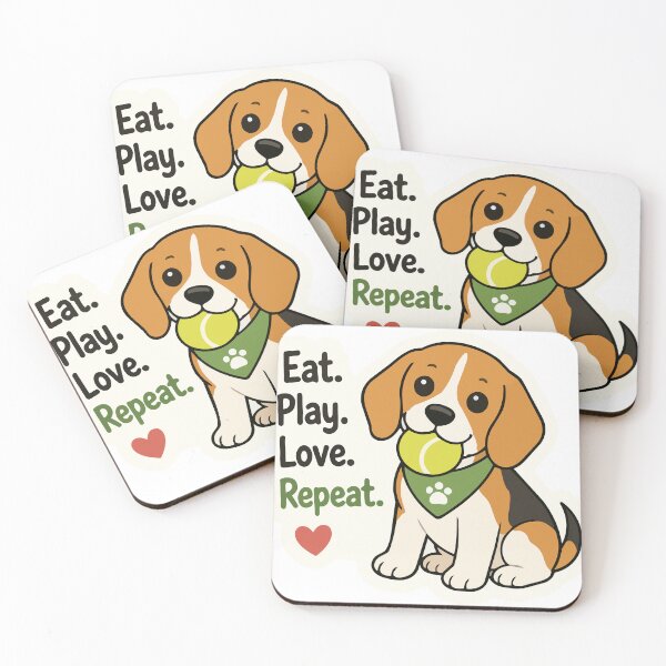 Item preview, Beagle Sticker Cute – Eat Play Love Repeat Funny Dog Sticker designed and sold by Olivra.