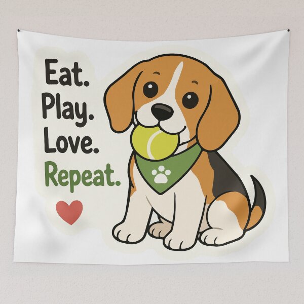 Item preview, Beagle Sticker Cute – Eat Play Love Repeat Funny Dog Sticker designed and sold by Olivra.