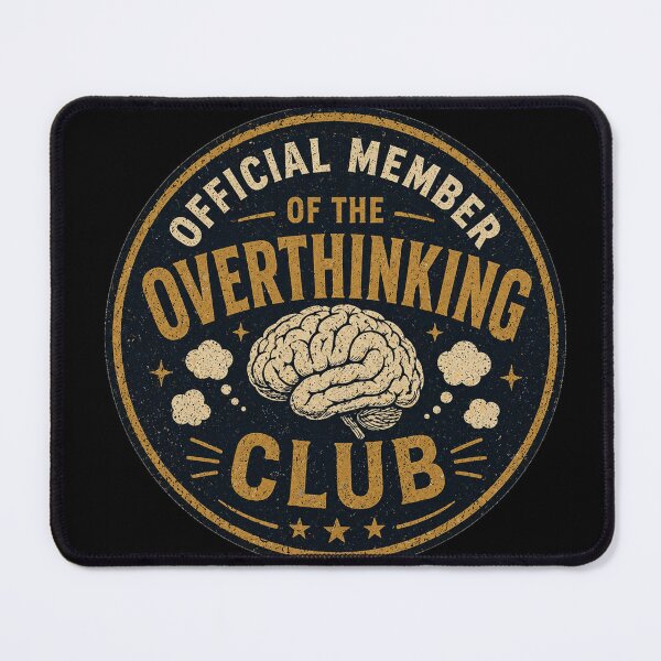 Item preview, Official Member of the Overthinking Club – Vintage Badge Design | Anxiety Humor Gift designed and sold by irfanshikh.