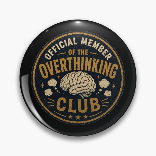 Item preview, Official Member of the Overthinking Club – Vintage Badge Design | Anxiety Humor Gift designed and sold by irfanshikh.