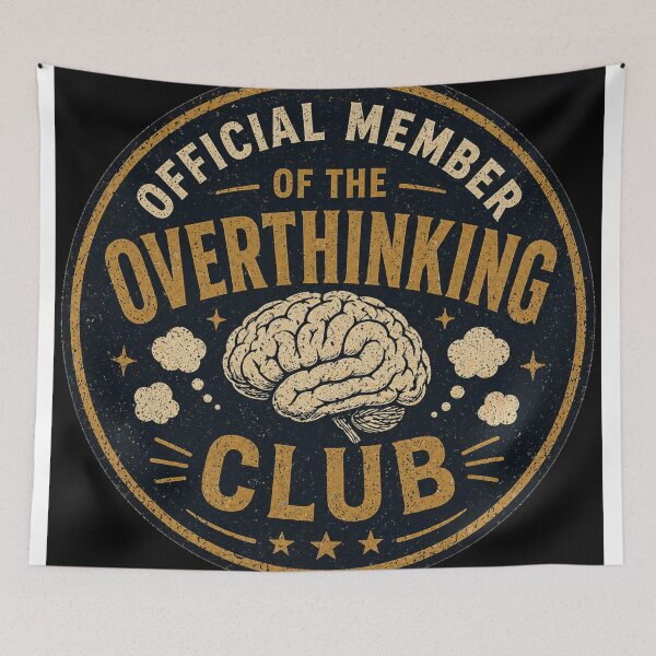 Item preview, Official Member of the Overthinking Club – Vintage Badge Design | Anxiety Humor Gift designed and sold by irfanshikh.