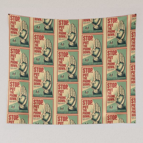 Item preview, Put The Phone Down Vintage Poster | Anti Social Media Humor Design designed and sold by KAYJAY DESIGNS.
