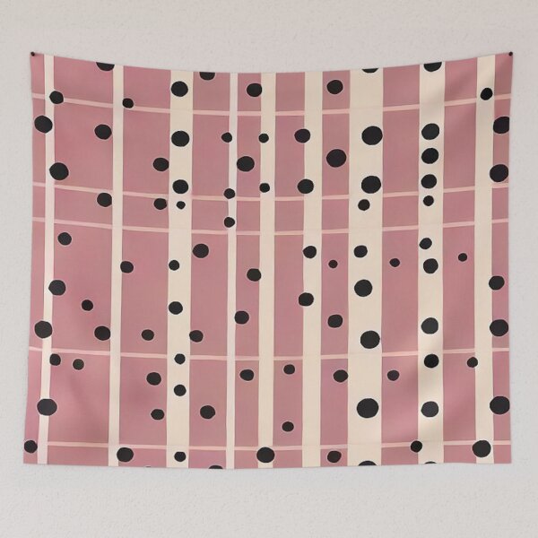 Item preview, Abstract Pink Stripes and Black Polka Dots Pattern designed and sold by AlxVel.