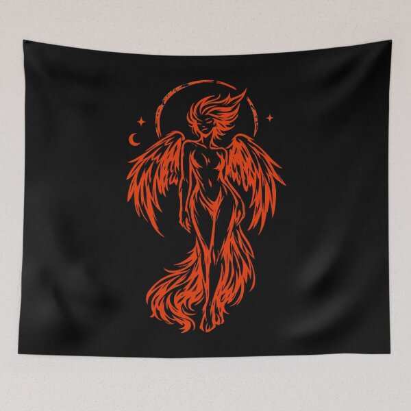 Item preview, Abstract Phoenix Woman Shirt – Minimalist Fire Goddess Line Art – Burnt Orange Mythical Bird Design – Celestial Halo Streetwear designed and sold by JonelCrafts.
