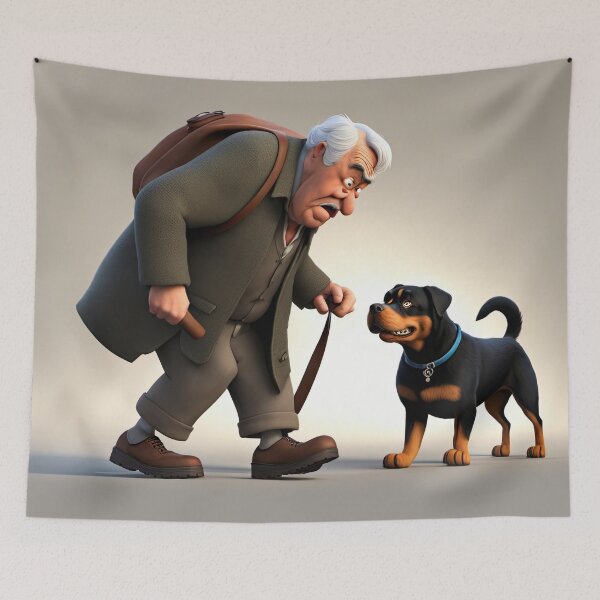 Item preview, Old Man dog walking designed and sold by Colin Bentham.