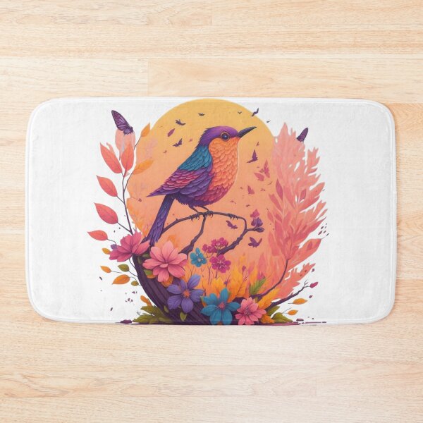 Item preview, Colorful bird amidst blossoms – Magical nature illustration | Boho wall art | Spring decor | Digital art print designed and sold by CoolContent Factory.