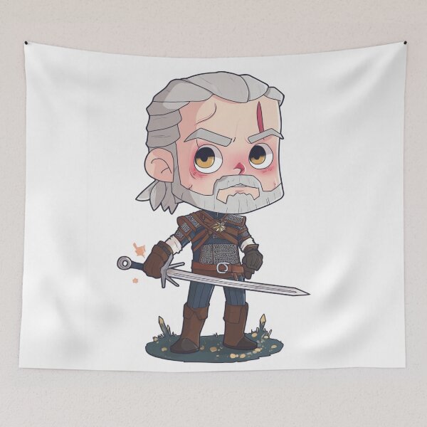 Item preview, Chibi Geralt of Rivia – Cute White Wolf Fan Art designed and sold by MyChibiArts.