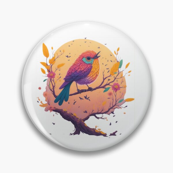 Item preview, Colorful bird on a branch – Artistic illustration with spring vibes | Explosion of color, nature art, wall decor & digital art print designed and sold by CoolContent Factory.