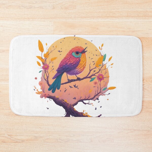 Item preview, Colorful bird on a branch – Artistic illustration with spring vibes | Explosion of color, nature art, wall decor & digital art print designed and sold by CoolContent Factory.