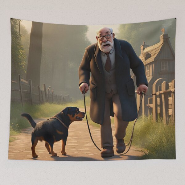 Item preview, Old Man dog walking designed and sold by Colin Bentham.