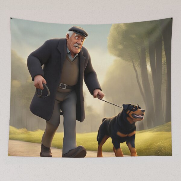 Item preview, Old Man dog walking designed and sold by Colin Bentham.