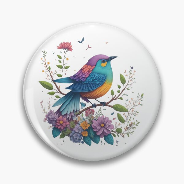 Item preview, Colorful bird on a flowering branch – Magical watercolor illustration | Floral art, fantasy animal motif, wall decor, printable art designed and sold by CoolContent Factory.