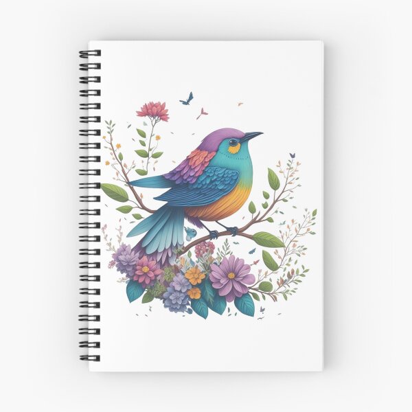 Item preview, Colorful bird on a flowering branch – Magical watercolor illustration | Floral art, fantasy animal motif, wall decor, printable art designed and sold by CoolContent Factory.