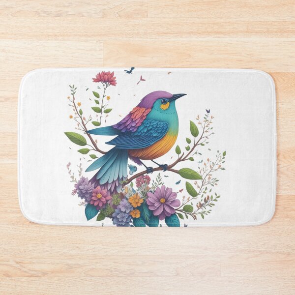Item preview, Colorful bird on a flowering branch – Magical watercolor illustration | Floral art, fantasy animal motif, wall decor, printable art designed and sold by CoolContent Factory.