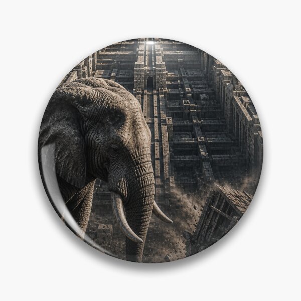 Item preview, Scale Architect Survival Elephant Industrial Surrealism Canvas Art designed and sold by SavannaStrikes.