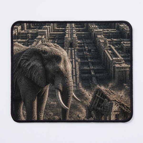 Item preview, Scale Architect Survival Elephant Industrial Surrealism Canvas Art designed and sold by SavannaStrikes.