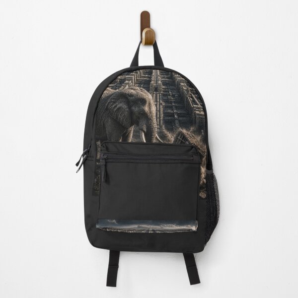 Item preview, Scale Architect Survival Elephant Industrial Surrealism Canvas Art designed and sold by SavannaStrikes.