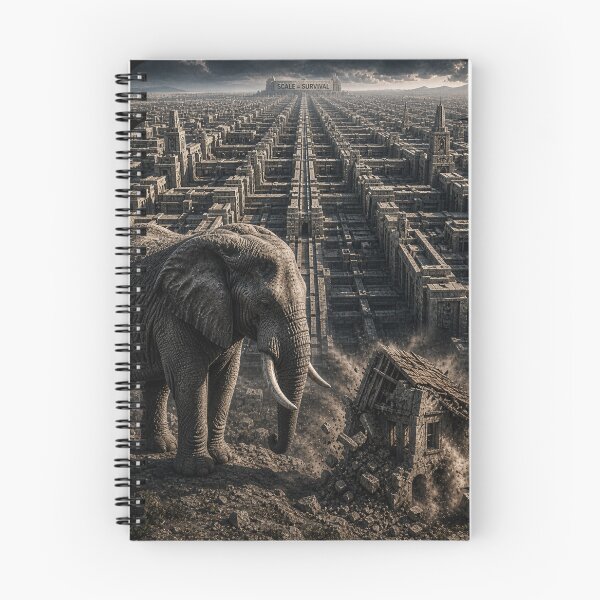 Item preview, Scale Architect Survival Elephant Industrial Surrealism Canvas Art designed and sold by SavannaStrikes.